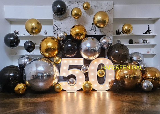 Metalen ballonstel Zilvergoud Zwart Dubbel Dik PVC Met Gouden Spiegelfabriek