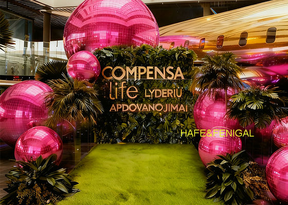 Dia.1m Opblaasbare Glanzende PVC Roze Spiegel Ballon Voor Bruiloften En Feesten