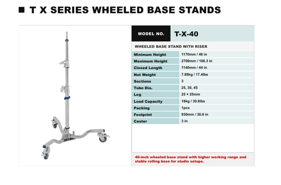HAFE TX Series Steel Film Light Stand met 80 kg laadvermogen, hoogwaardige staalconstructie en afneembare benen en 360° draaiende vergrendelingsplaat